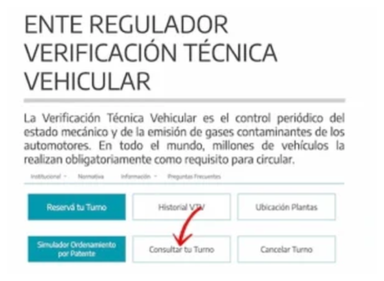 Paso 1 para consultar o cambiar el turno de la VTV en Bahia Blanca